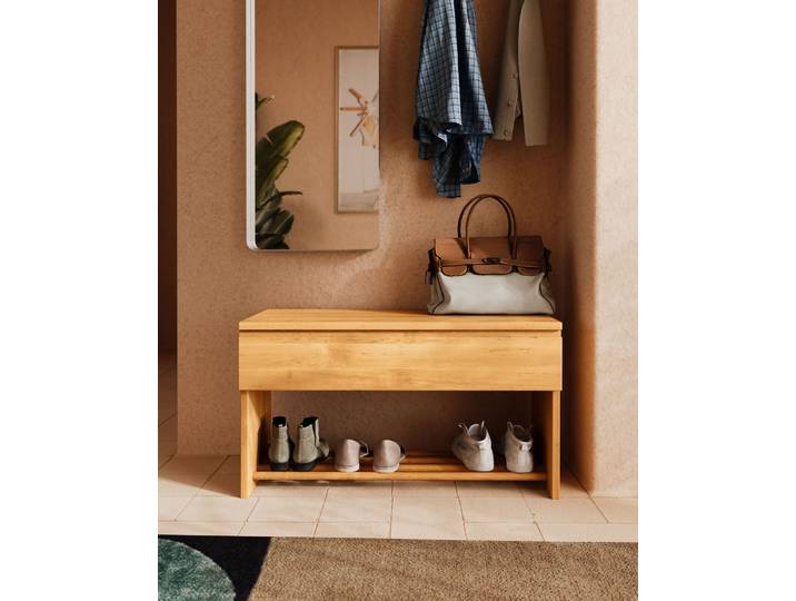 Naturwohnen Garderobenbank mit Schublade Schuhablage Sitzbank Erle natur geölt mit bioola® nature veredelt