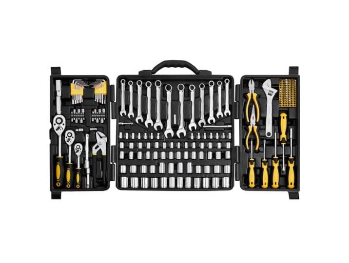 VEVOR Mechanica Tool Set 207 Stuks 1/4 3/8 1/2 Aandrijfdoppen -SAE en metrische mechanische gereedschapsset met bits - sleutels, ratel handvat, accessoires en plastic opbergkoffer - voor