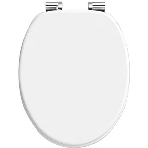 CASARIA WC-Sitz Toilettendeckel 108583, oval, aus Holz, mit Absenkautomatik & Metallscharnier, weiß
