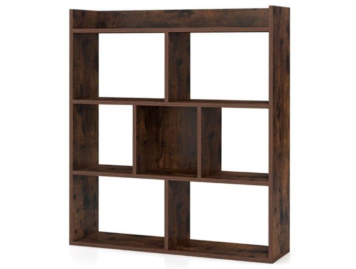 GOPLUS Bibliothèque Ouverte 80x20x90CM - GOPLUS - Etagère Cube 3 Niveaux 7 Casiers Brun