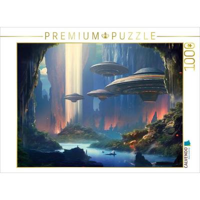 CALVENDO Puzzle Höhlenstadt auf einem fremden Planeten | 1000 Teile Lege-Größe 64x48cm Foto-Puzzle für glückliche Stunden