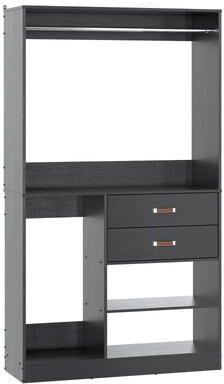 Rackcog Navada 40''W Large Closet Organizer with Hanging Rod, Freestanding Closet System Wardrobe with Wood Drawers