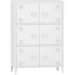 Helloshop26 - Büroschrank Spind Aufbewahrungsmöbel für Wohnzimmer Büro Schlafzimmer Werkstatt Metall Stahl 113 x 80 x 40 cm weiß 03_0006324