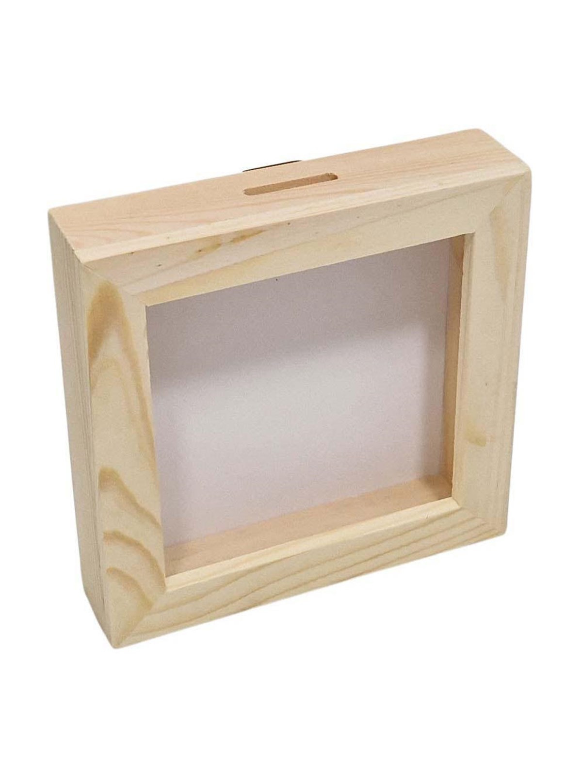 Playwood Wooden Money Box Plexiglass with White Back Small