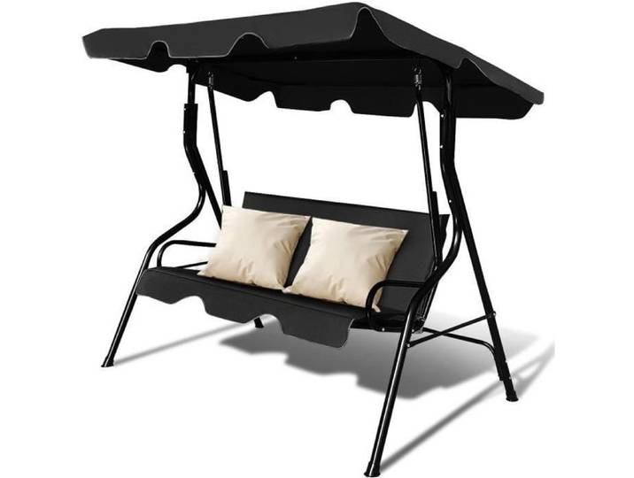 COSTWAY Balancelle de Jardin sur Pied 3 Personnes avec Toit Réglable Imperméabilisant pour Jardin Terrasse Charge Max 210KG-Noir
