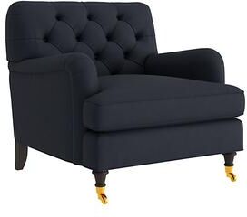 Maggie Leather Chair - Navy Leather, Navy Sierra - Ballard Designs