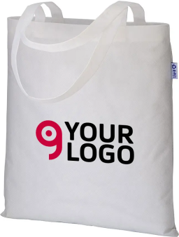 Shopper bianca R-PET 38x42cm 80g manici lunghi eco Personalizzate o neutre