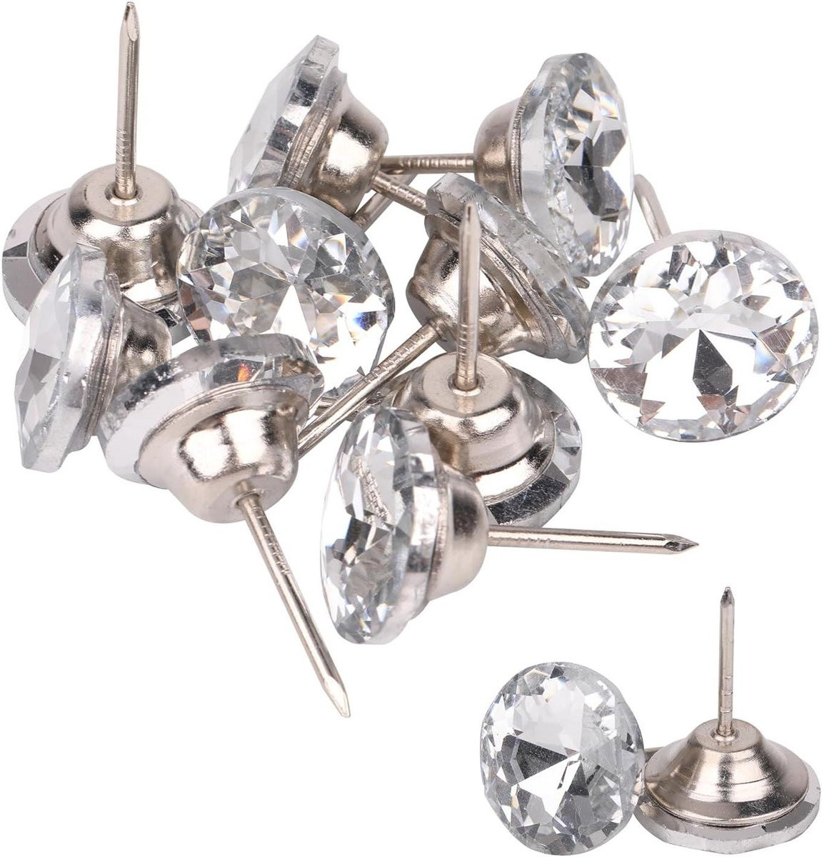 50 stuks Kristallen Decoratieve Duimspijkers Zilver - 22 mm