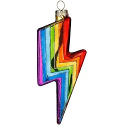 Christbaumschmuck Glas 13,4cm Blitz Figur zum Aufhängen - Handbemalt Weihnachtsbaum Anhänger Weihnachten Weihnachtsbaumschmuck Regenbogen Farben Bunt