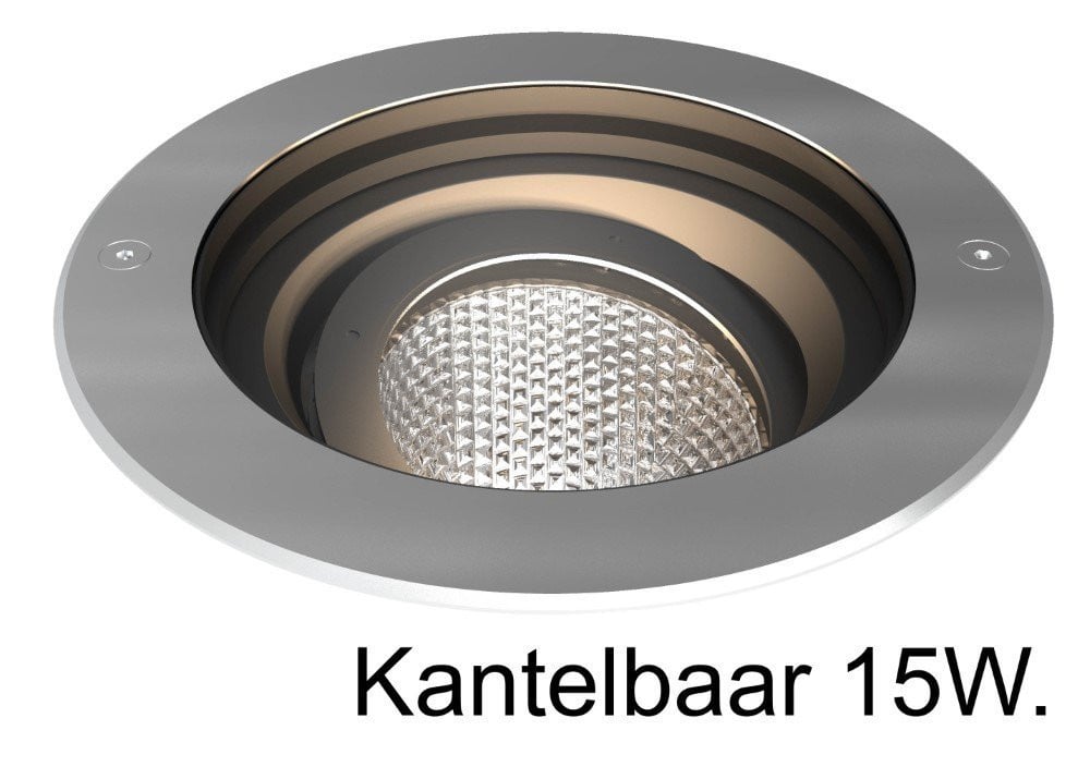 Spotpro Franssen Led grondspot in RVS - Zilver - 20 cm - Kantelbaar