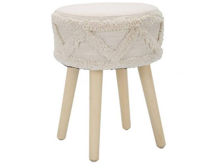 Mauro Ferretti Hocker im Boho-Stil 32/32/41 cm, Beige, Holz, 32x41x32 cm, Wohnzimmer, Sessel, Hocker & Hockerbänke, Sitzhocker