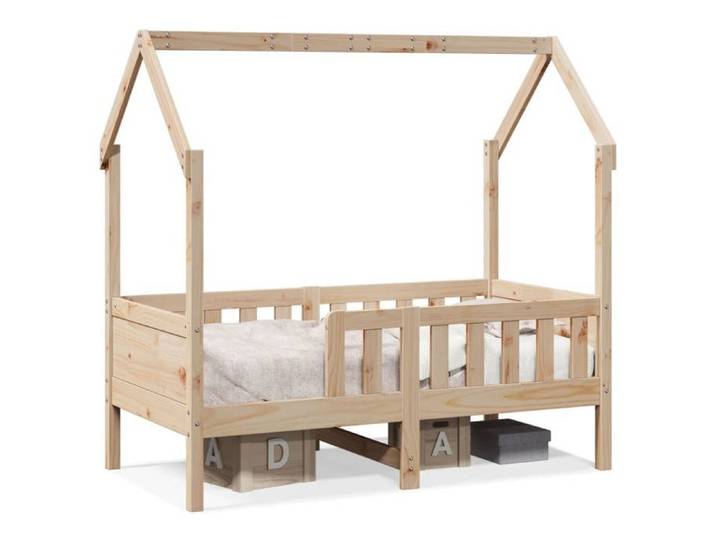 Brun Cadre de lit d'enfants forme de maison sans matelas pin - Structure de lit LV117924