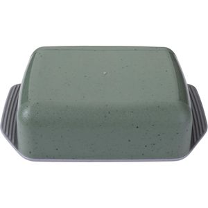Fackelmann Butterdose Eco, aus Kunststoff, rechteckig, 16,5 x 10,5 x 5 cm, grau / grün
