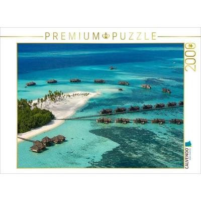 CALVENDO Puzzle Wasservillen und weiße Sandstrände - Malediven aus der Vogelperspektive | 2000 Teile Lege-Größe 90 × 67 cm Foto-Puzzle für glückliche