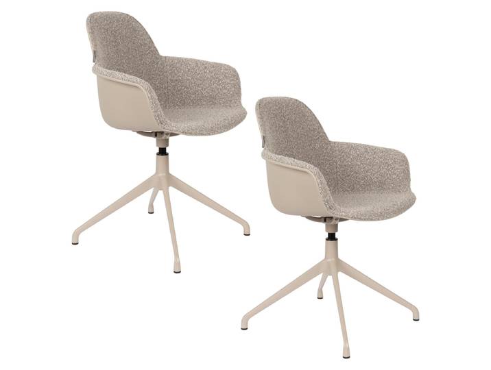 Sessel Albert Kuip Swivel 2er-Set – aus Bouclé in Taupe - Taupe - Stoff - Luxusbetten24
