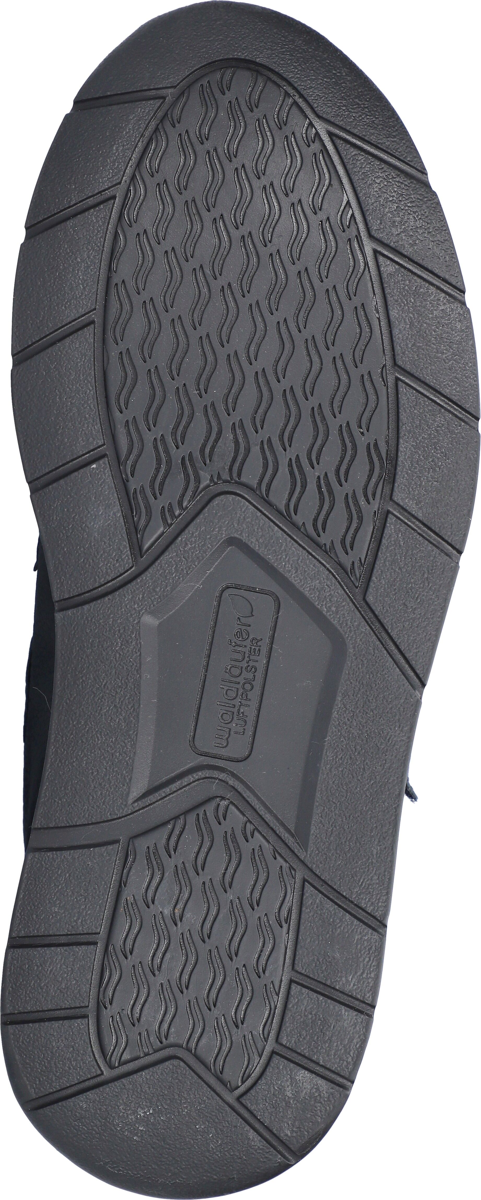Klettschuh WALDLÄUFER "KILIAN", Herren, Gr. 10,5 (45), Leder Textil, grau (nachtblau), Nubukleder, unifarben, Schuhe Klettschuh, Komfortschuh, Bequemschuh mit Luftkammern-Laufsohle, K-Weite