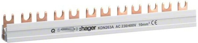 Hager Phasenschiene 2P,10qmm,12mod,Gabel KDN263A)