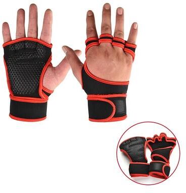 Uplifted Goods Fitness Training Gloves For Weightlifting Gym And Workout Support b red m
