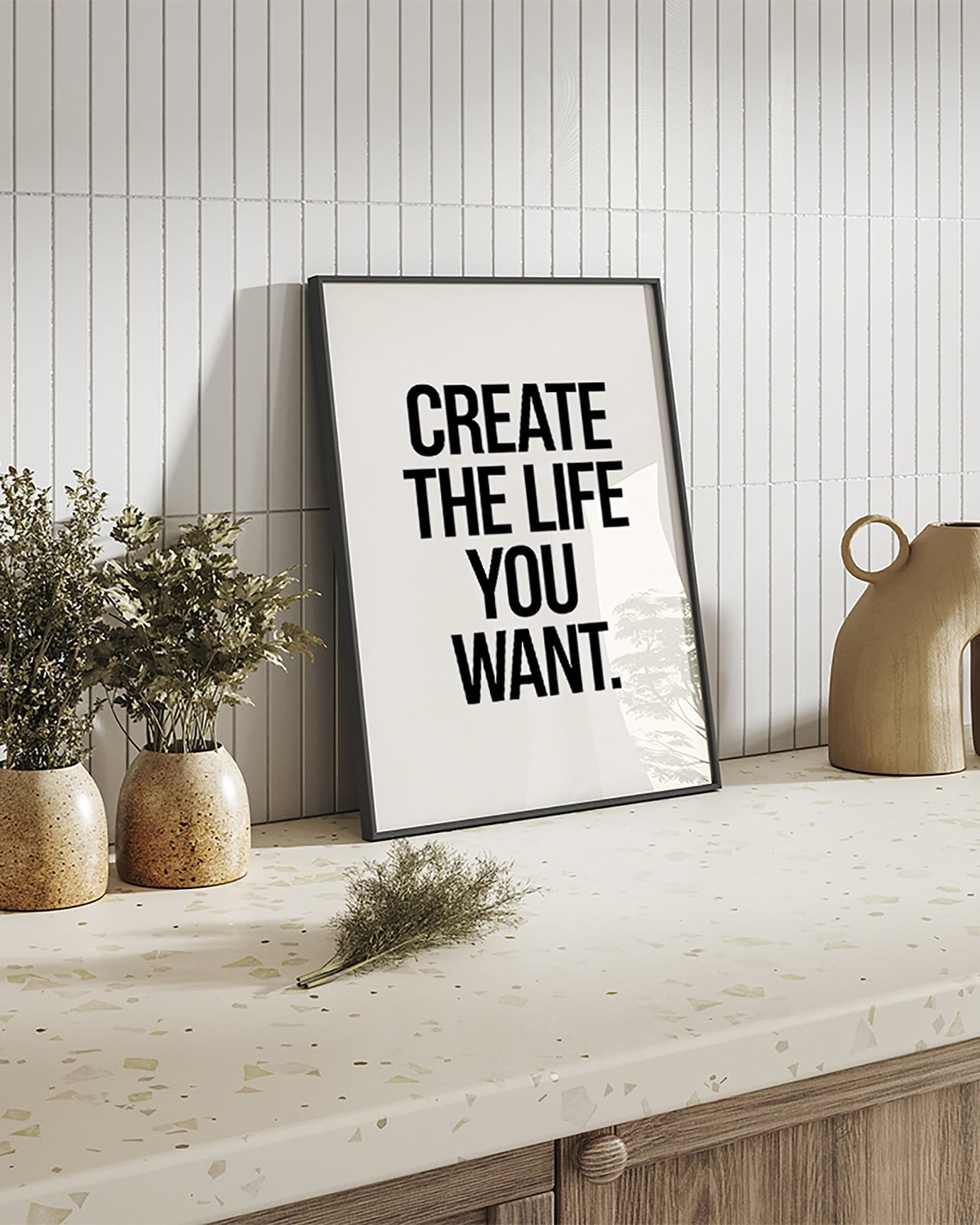 home24 Kunstprint Create the Life you Want, Meerkleurig, 42 x 52 cm