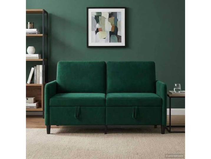 YUTAASU Sofa mit Stauraum Dunkelgrün 152 x 78 x 87 cm Abnehmbarer Polyesterbezug, Metall-Holzrahmen, hochklappbarer Stauraum, moderne Kunststoffbeine