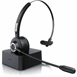 CSL - kabelloses Headset mit Ladestation - Mono Bluetooth Headset mit Mikrofon - USB Ladeport - Multipoint, Rauschunterdrückung - leicht