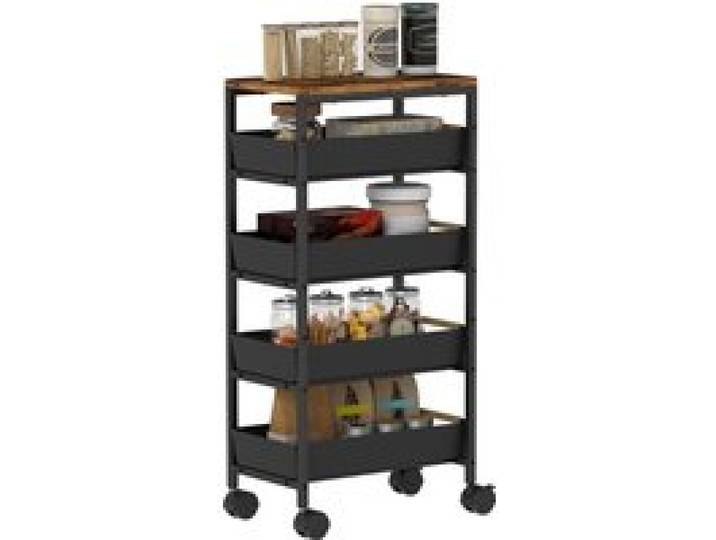 HOMCOM serveertrolley voor de keuken, 5 niveaus, opbergtrolley met wielen, 4 schuifladen, en rek.