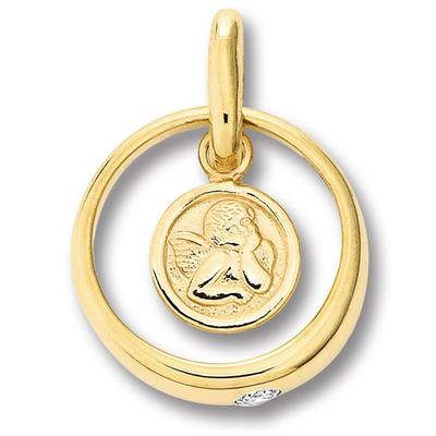 Kettenanhänger ONE ELEMENT "Zirkonia Taufring Zirkonia Taufring", gold, Schmuckanhänger, Mädchen, Gelbgold 333 Gold, Gelbgold 333, Gold, Kettenanhänger, Symbolische Note – harmonisch gestaltet mit Liebe zum Detail
