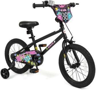 Costway 16 Inch Kids Bike with Training Wheels for Ages 4-7 Years Old Black- Street Art Time