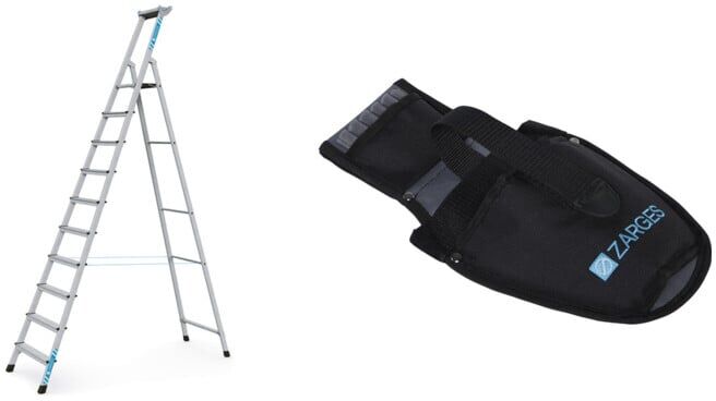 Set ZARGES XLstep S - LM-Stufen-Stehleiter 10 Stufen + Werkzeugtasche