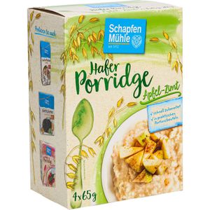 Schapfen-Mühle Haferbrei Porridge Hafermahlzeit, Apfel Zimt, 4 Portionen je 65g, 260g