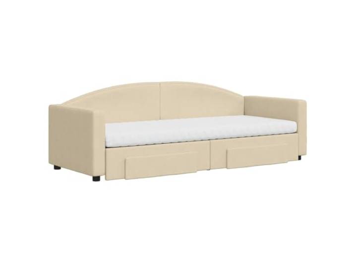 KTHLBRH Schlafsofa Doppelbett ausziehbar Creme 80 x 200 cm 2 in 1 mit 2 Schubladen, Gestell aus Holz und Metall, 2 Schaumstoffmatratzen, Stoff 100% Polyester