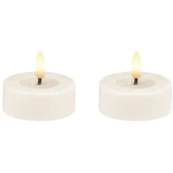 Candela Lights »Basic« Echtwachs LED-Teelicht 2er-Set cream smooth / 6,8x3 cm