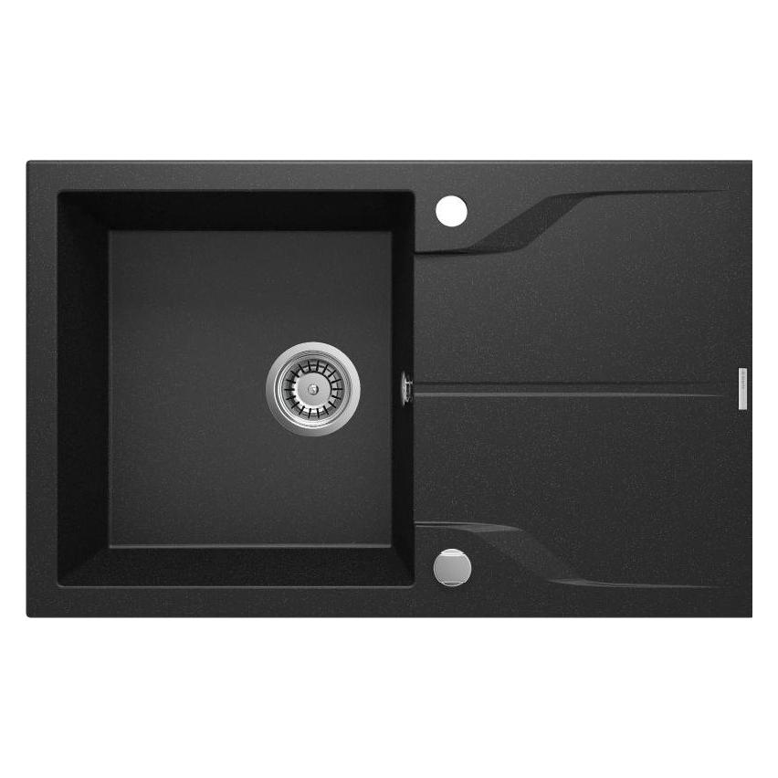 Deante 1-Kammer-Granitspüle Mit Abtropffläche Graphit Metallic Andante (78 cm, 49 cm) (ZQN_G113)