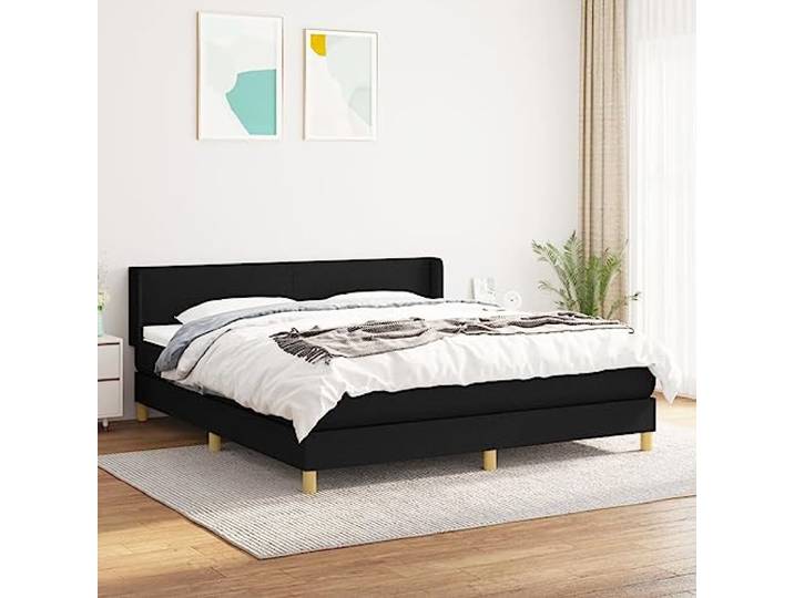 RJPLMFV Lattenrost, 160 x 200 cm, Schwarz, Stoff Verstellbarer Kopf, Taschenfedern, mittlere Festigkeit, langlebig, bequem