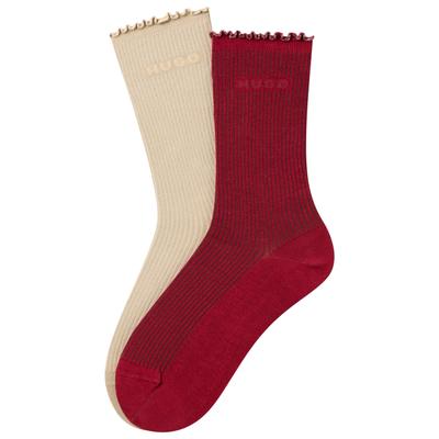 Basicsocken HUGO UNDERWEAR "2P RS LETTUCE CC W", Damen, Gr. 35-38, open rot 643, Baumwollmischung, normal, Socken, Bund leicht gekräuselt