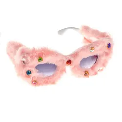 Plüsch-Brille mit Strasssteinen, rosa