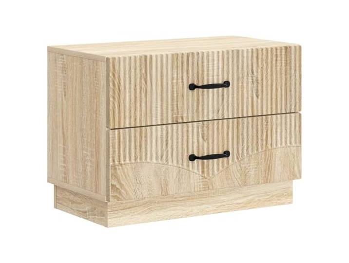Tmriohed Nachttisch Sonoma-Eiche 2 Schubladen Holzwerkstoff 62x34,5 cm Kompakter Nachtschrank im Schlafzimmer mit zwei tiefen Schubladen für geordnete Aufbewahrung und Vintage-Charme.