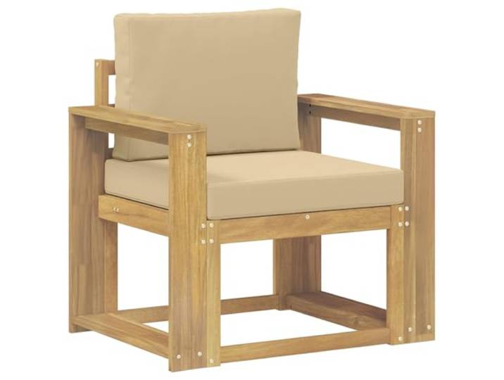 Außensofa, 2-Sitzer, Akazienholz, Polyester, Weiß, Beige Klare Linien, minimalistisches Design, lackierte Oberfläche, für den Wohnbereich, Kapazität 110 kg pro Sitz