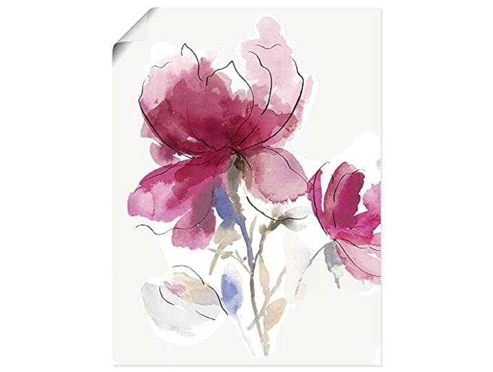 ARTLAND Wanddeko Poster & Kunstdrucke Wandposter Hochformat Gemälde Blumenbilder Blüten Modern Abstrakt Pink Rosa U2RK