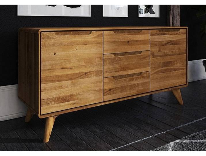 Sideboard 134x65cm 'Jakob' Wildeiche massiv geölt 3 Schubkästen