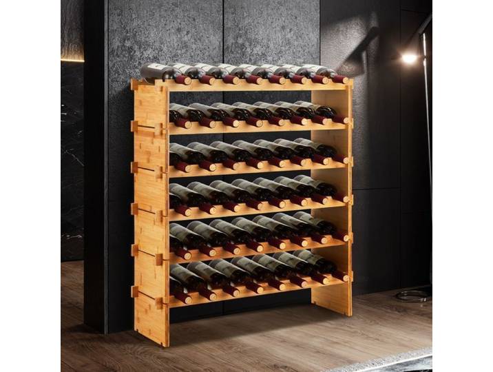 Casier à bouteilles - porte-bouteille en bois à 6 niveaux pour 48 bouteilles - 76 x 26 x 76 cm