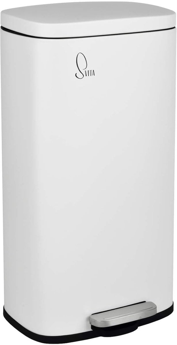 Vuilnisemmer 30 Liter - Pedaalemmer met Softclose Deksel - Witte Afvalcontainer voor Keuken, Badkamer en Kantoor
