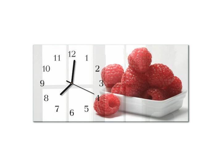 Tulup Wanduhr 60x30 cm - Abstraktion, Rot, Glas, Rechteckig, 60x30x0.4 cm, Dekoration, Uhren, Wanduhren
