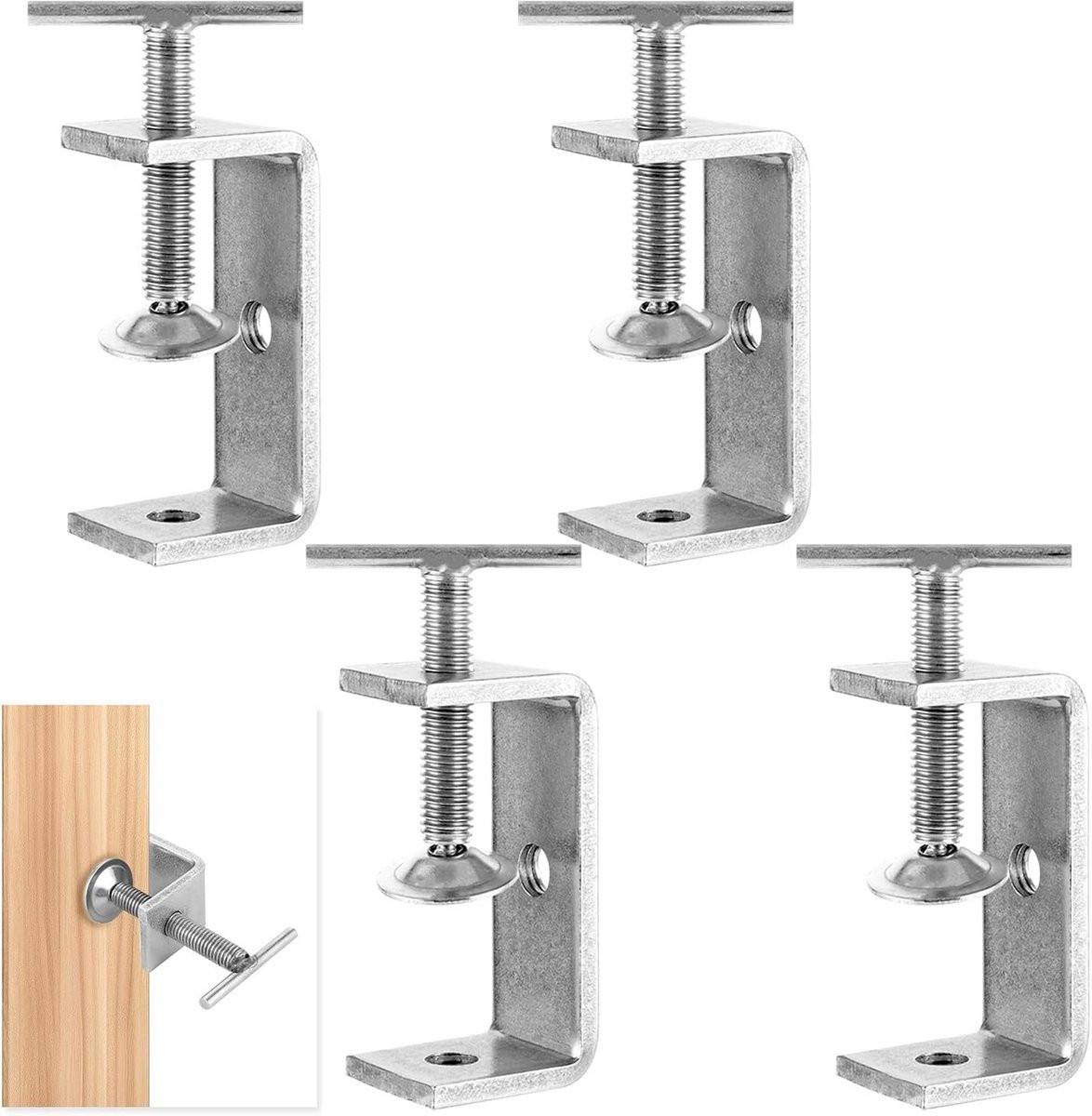 Set van 4 heavy duty C-klemmen van roestvrij staal, 65 mm, voor houtbewerking en lassen