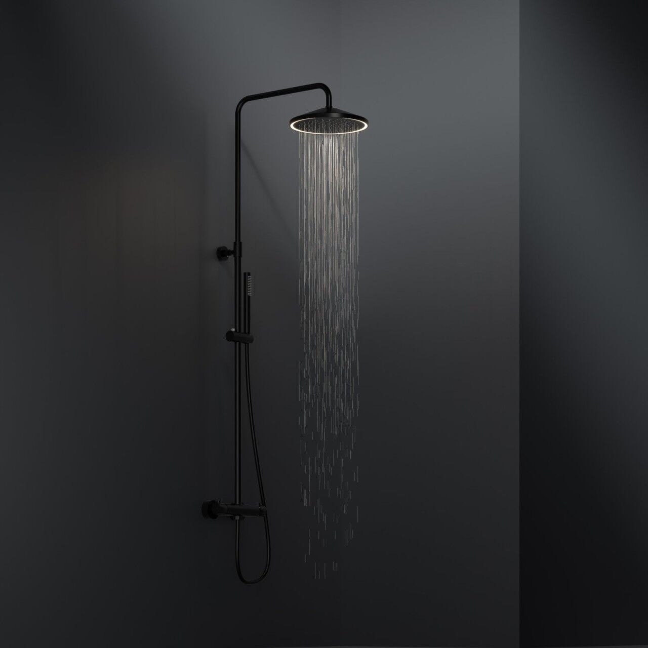 Steinberg Serie 315 Duschsystem matt black mit LED-Kopfbrause, 315 2721 S 315 2721 S