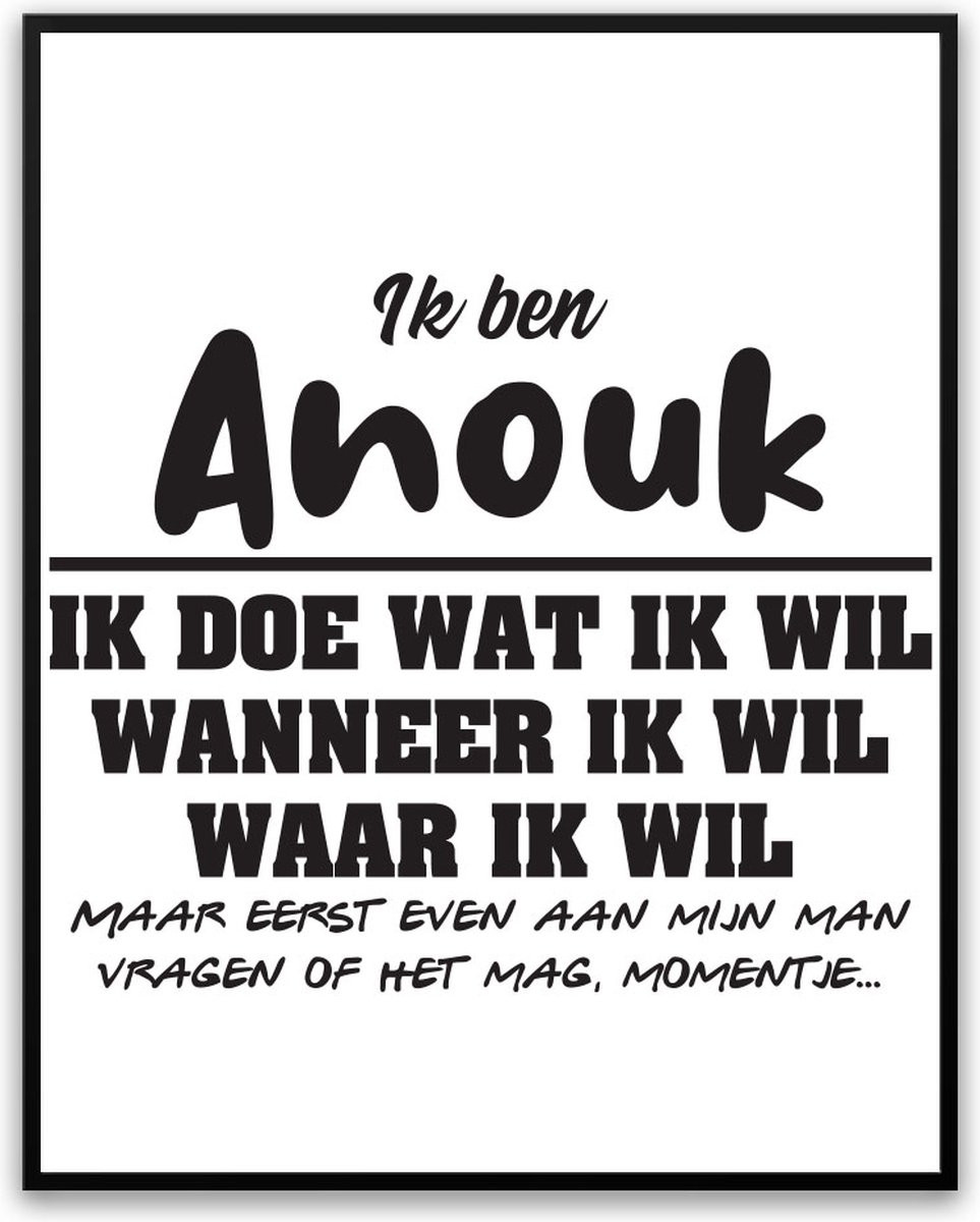 Anouk Partner toestemming vragen Fotolijst met glas 50 x 70 cm - Grappige foto poster