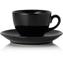 12x Ober- und Untertasse Kaffeetasse 220 ml VIDA Night schwarz Porzellan