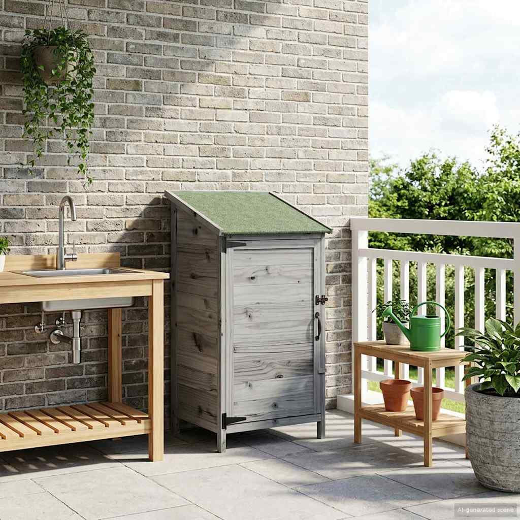Vidaxl Garden Shed Engineered Wood Outdoor Storage For Tools Supplies Wooden Grey 59cm W X 56cm D X 113.5cm H