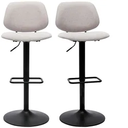 Design-Barhocker höhenverstellbar Stoff mit Samteffekt in Beige und schwarzes Metall (2er-Set) BARNET