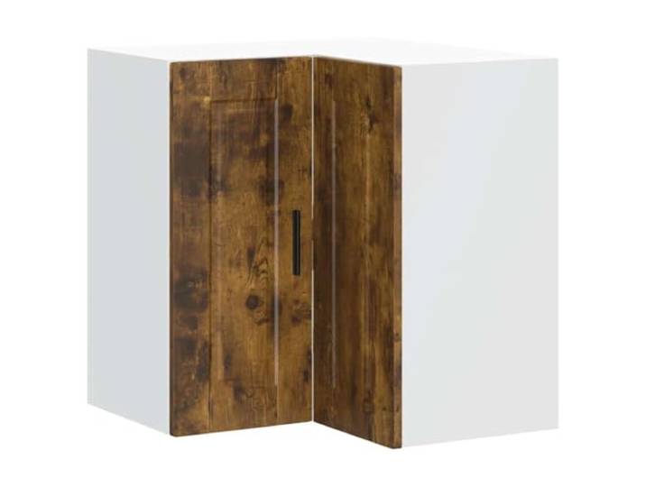 CATRP-Flower Stand Eck-Wandschrank für die Küche, Porto, rauchfarbene Eiche Wandschrank für Küche, Holz, glatte Oberfläche, Aufbewahrung von Schüsseln, Tellern, Töpfen, Wandmontage